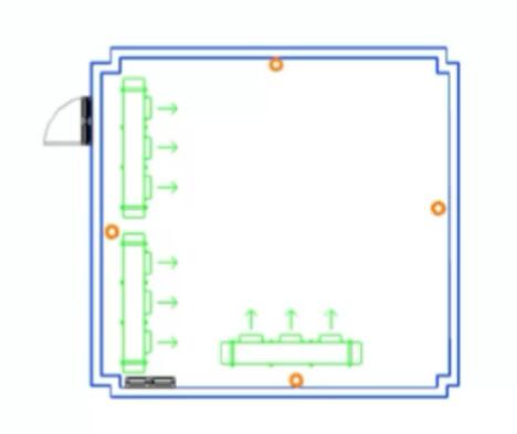 藥品生產企業(yè)制冷機組與溫濕度監(jiān)控傳感器布局圖