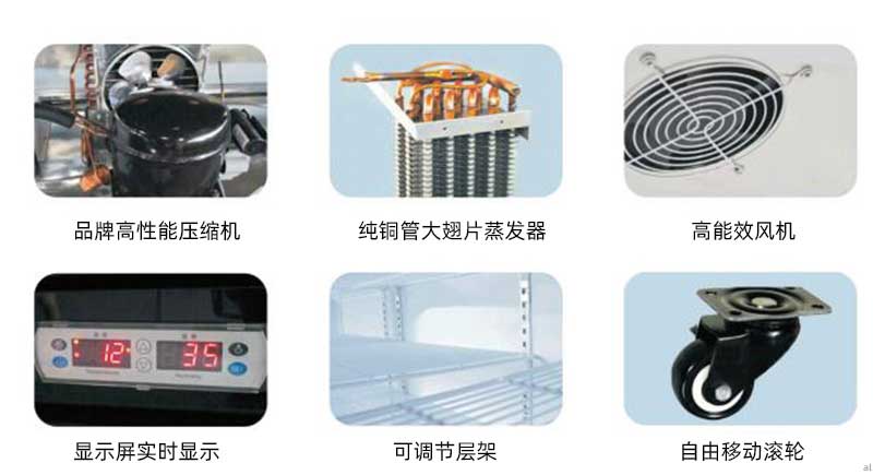 志翔領(lǐng)馭藥品陰涼柜冷藏柜配備品牌高性能壓縮機(jī)、純銅管大翅片蒸發(fā)器、高能效風(fēng)機(jī)、超大顯示屏、可調(diào)式層架、自由移動(dòng)滾輪。